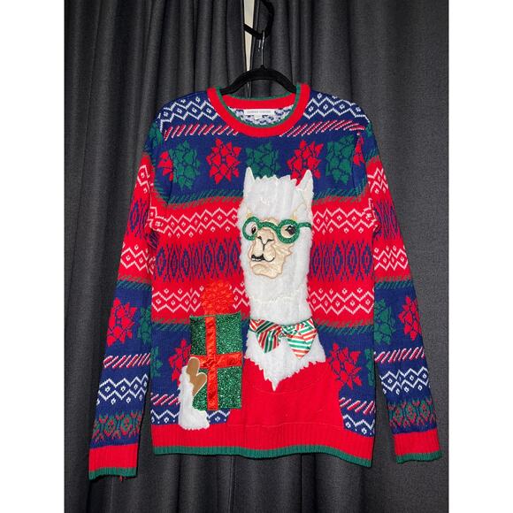 Ugly Christmas Sweater Xmas Size Medium Llama - Picture 1 of 3